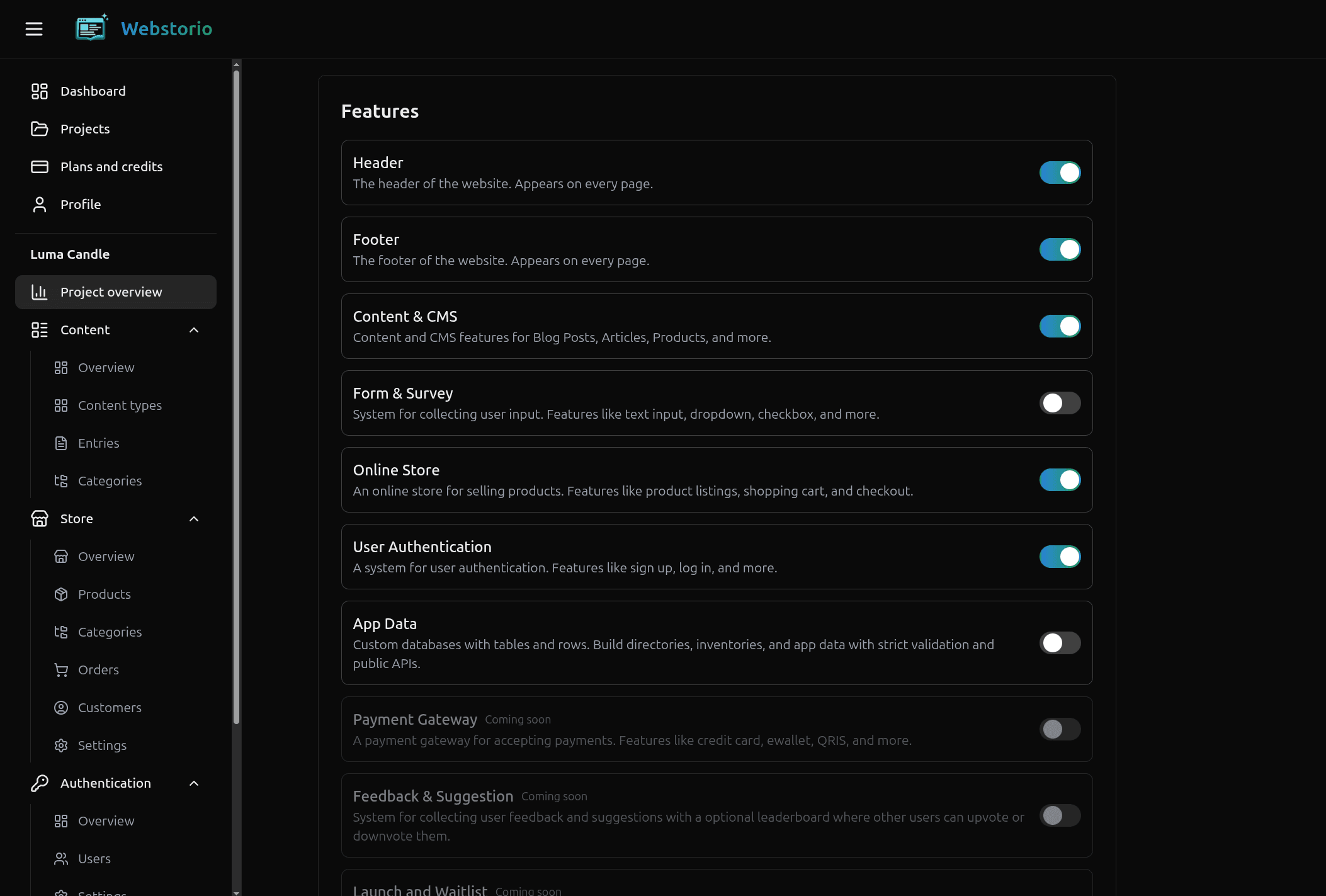 Modular Backend Features